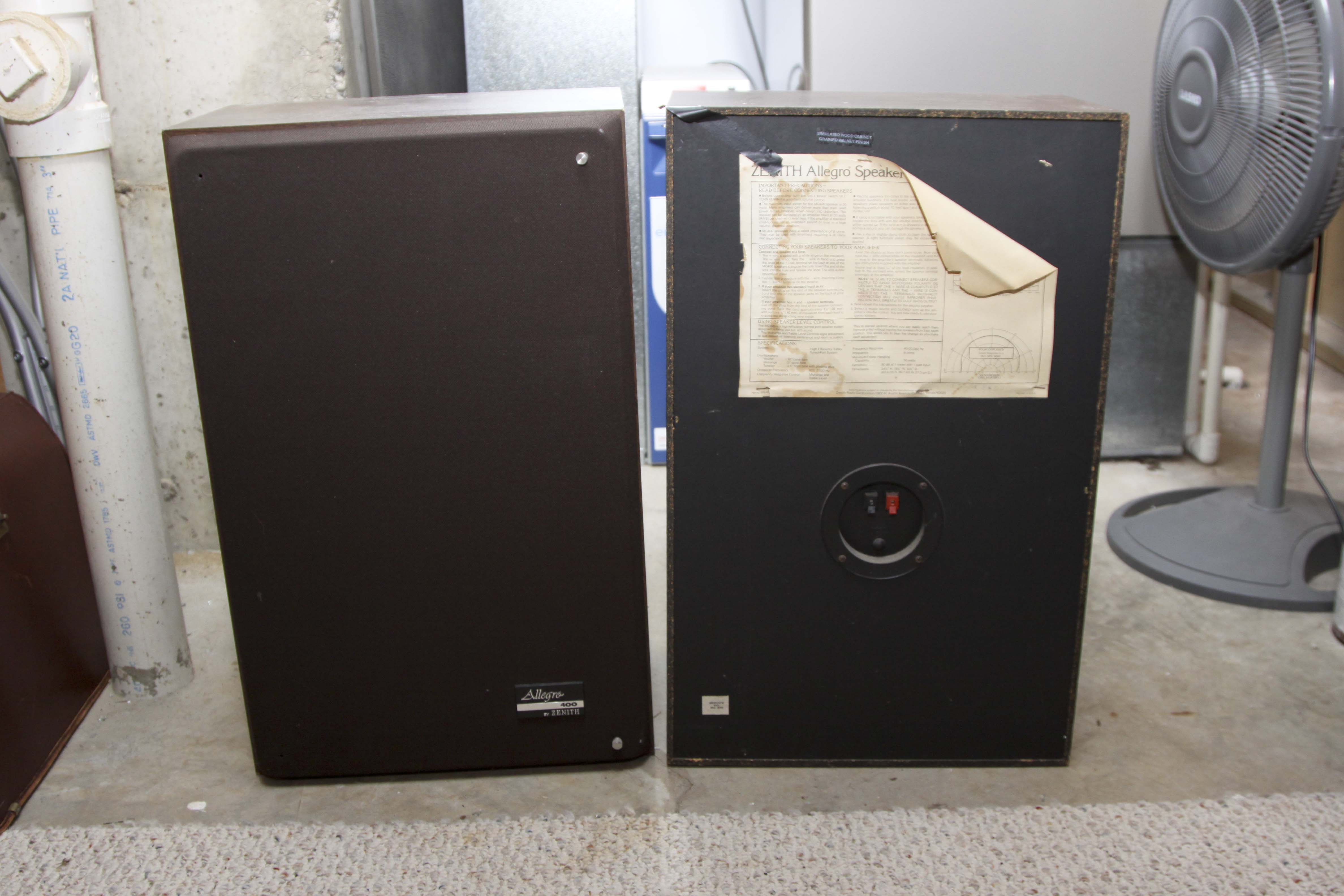 Zenith Vintage Stereo and Allegro 400 Model Speakers