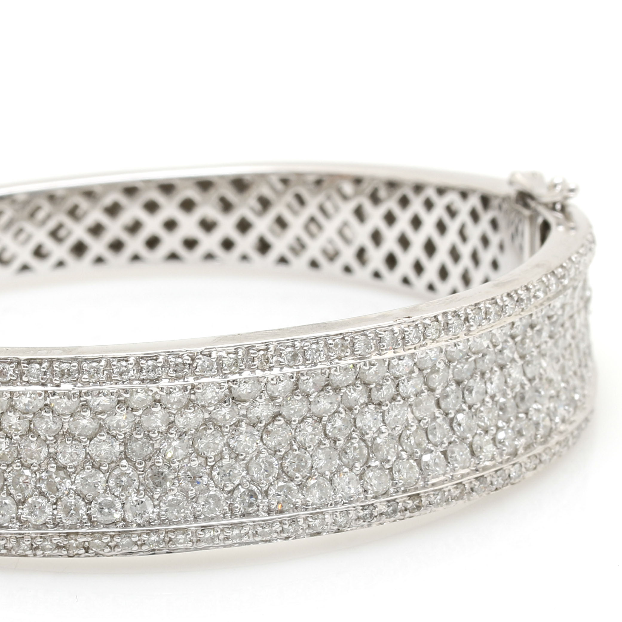 18K White Gold 6.90 CTW Pavé Diamond Bangle
