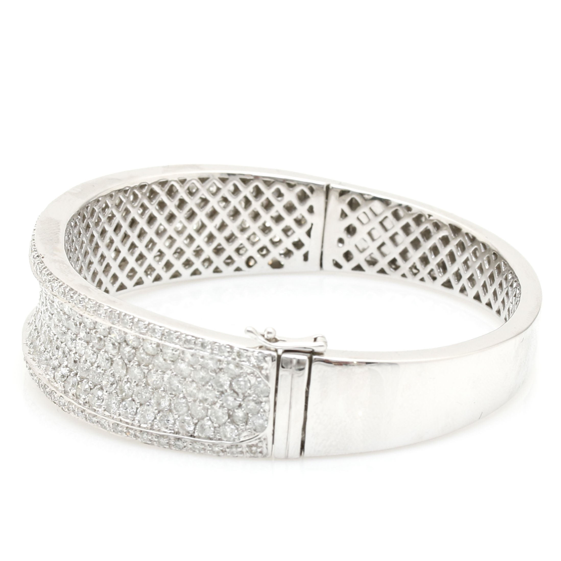 18K White Gold 6.90 CTW Pavé Diamond Bangle