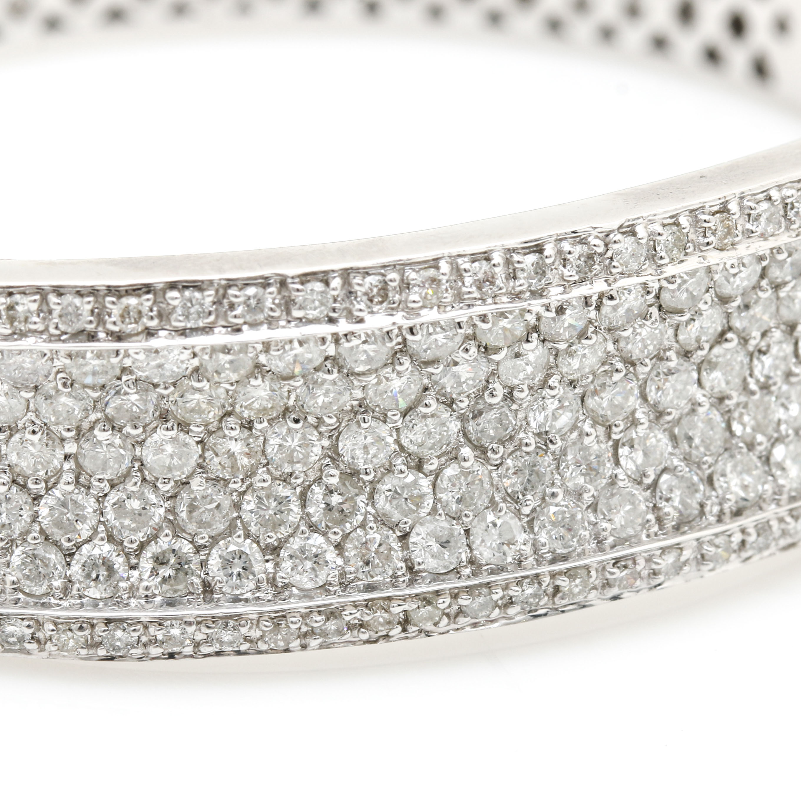18K White Gold 6.90 CTW Pavé Diamond Bangle