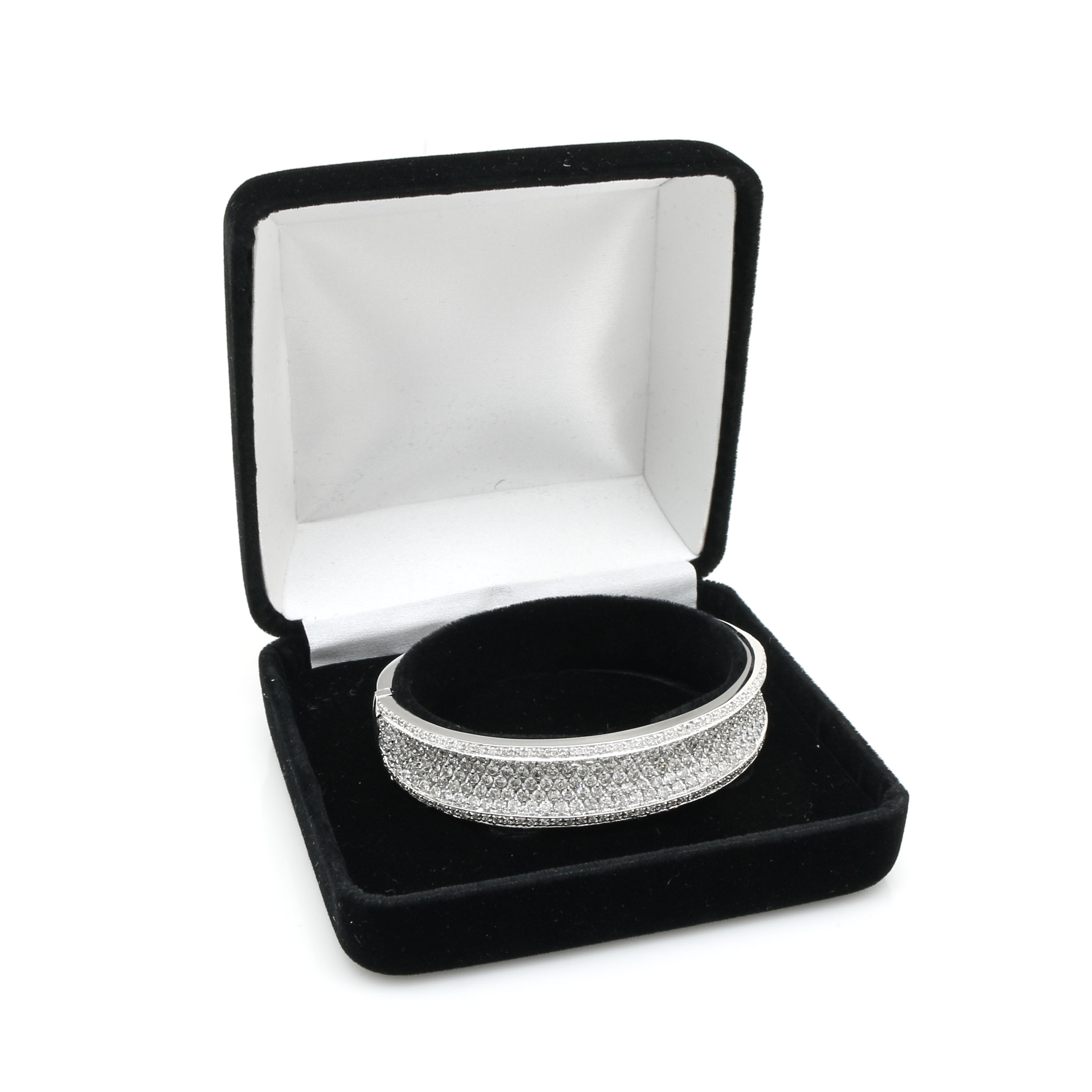 18K White Gold 6.90 CTW Pavé Diamond Bangle