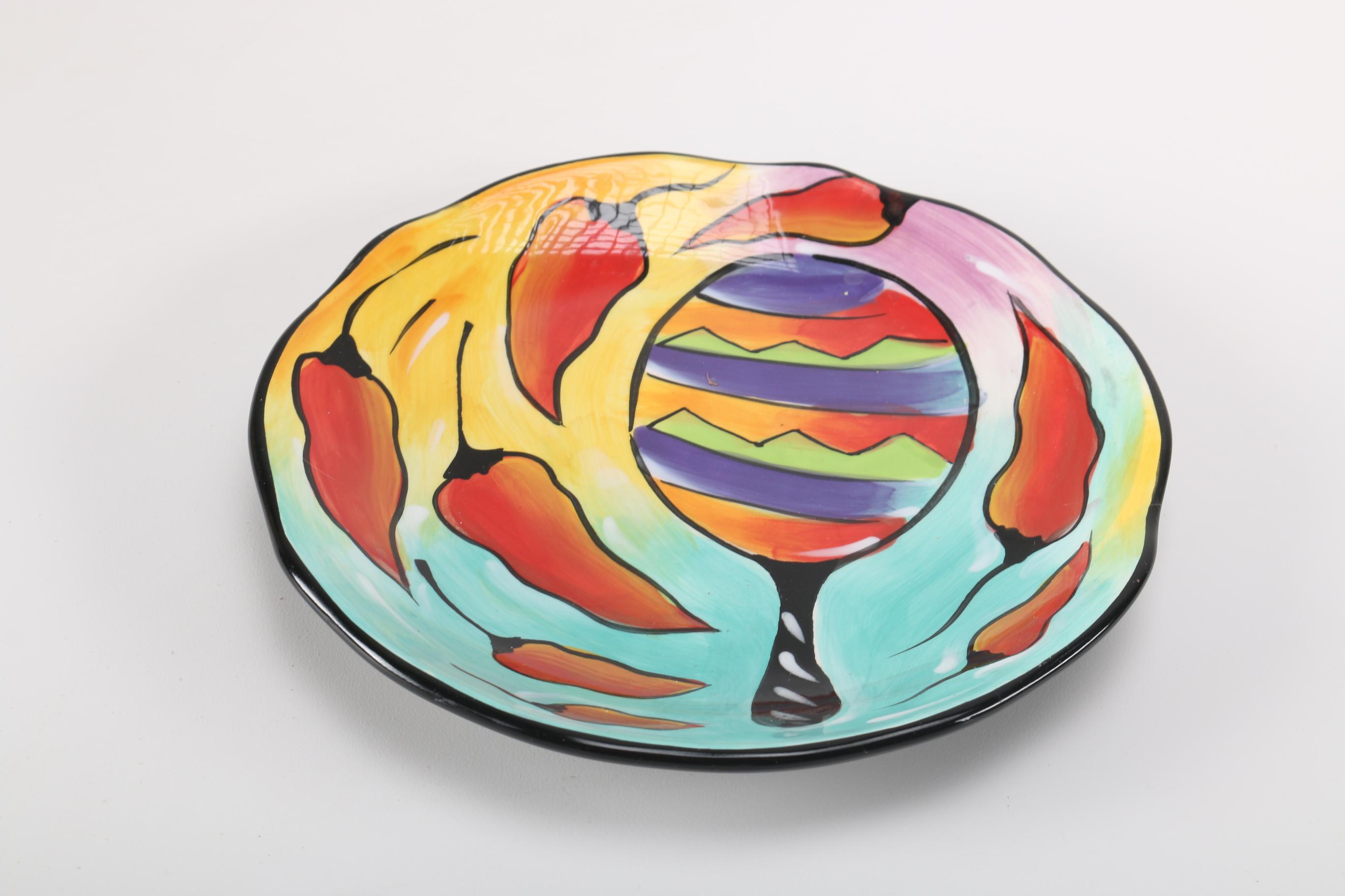 Decorative Clay Art "Maraca" Plate and Wendy Costa Trivets