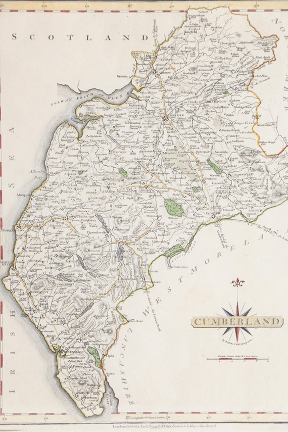 Hand-Colored Etching Map of Scotland