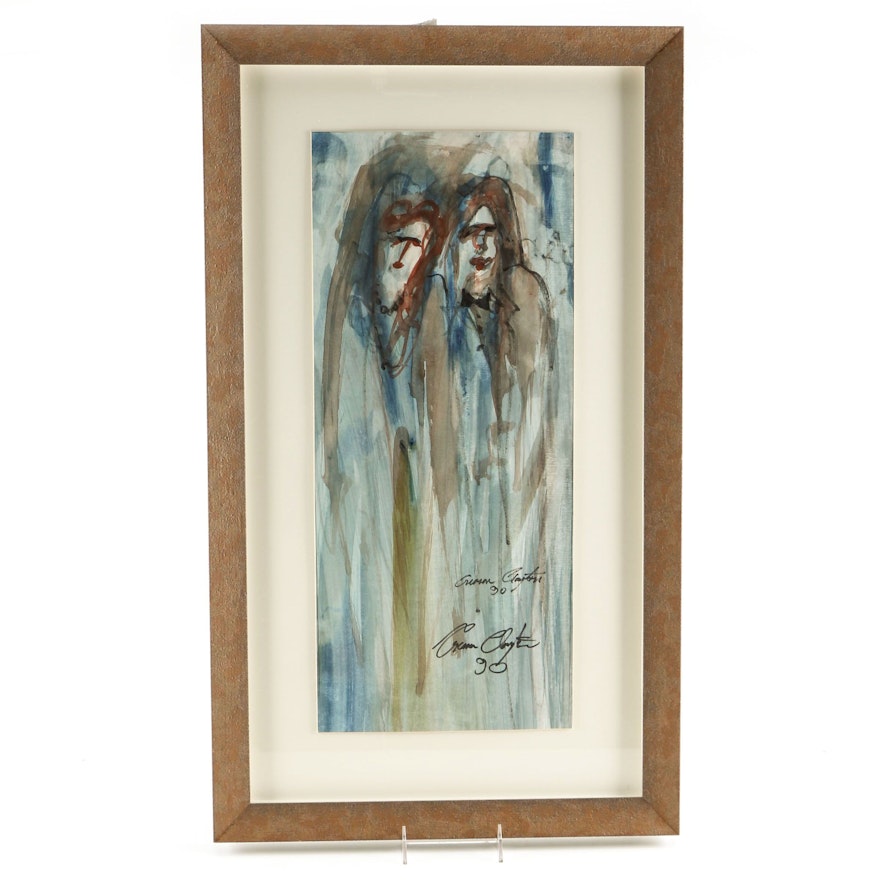 Creason Clayton Impressionist Watercolor Painting of Two Figures