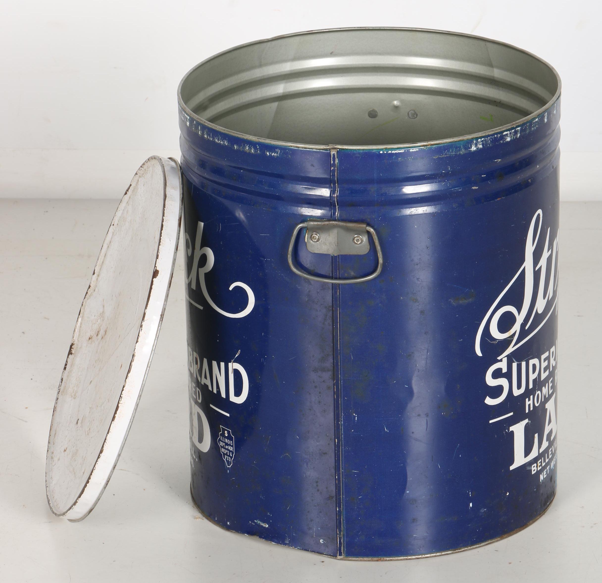 Vintage "Streck Superior Brand" Steel Lard Can