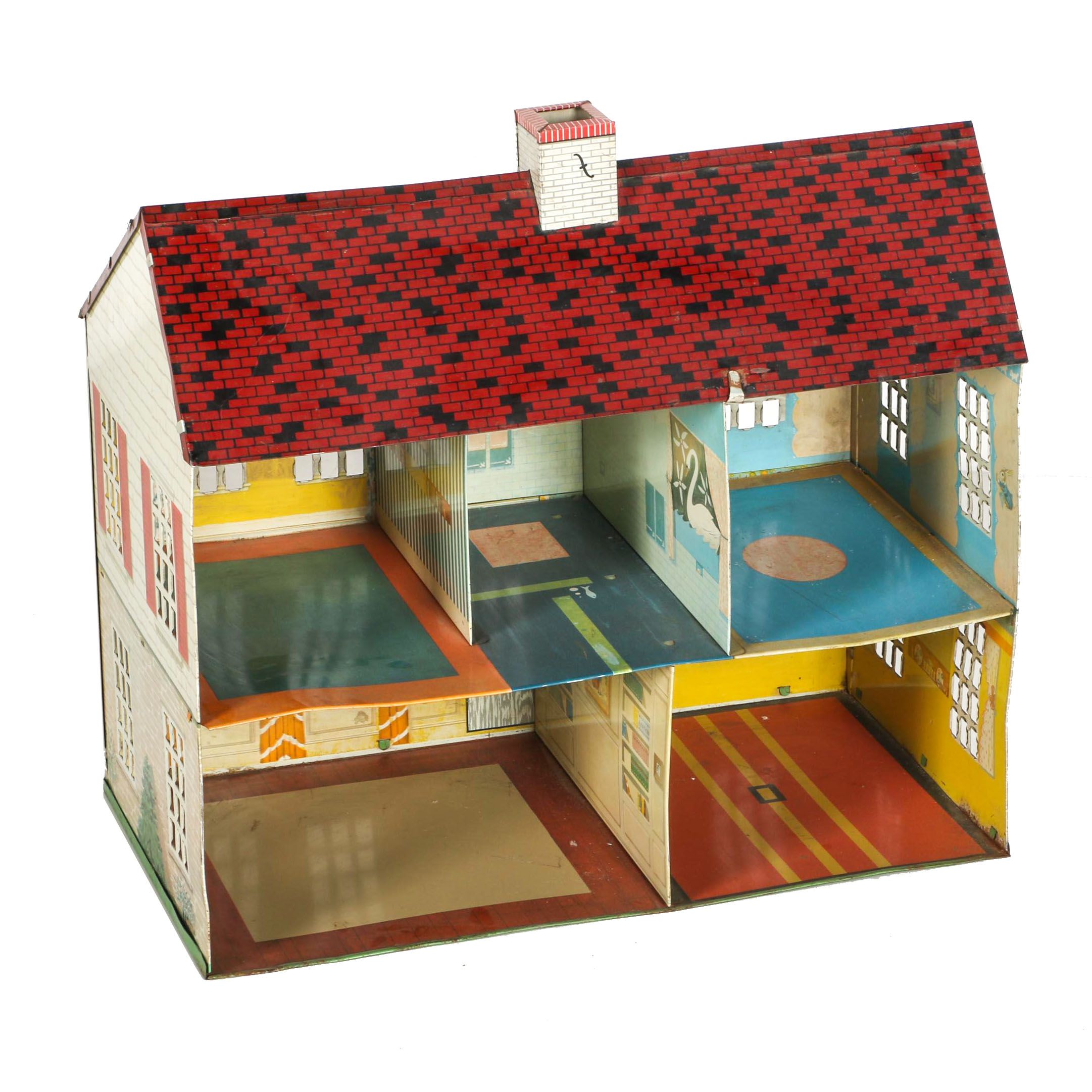 1948 F.W. Woodworth Playsteel Tin-Litho Doll House