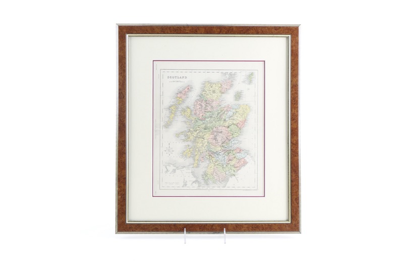 Framed Lithograph of a Map of Scotland