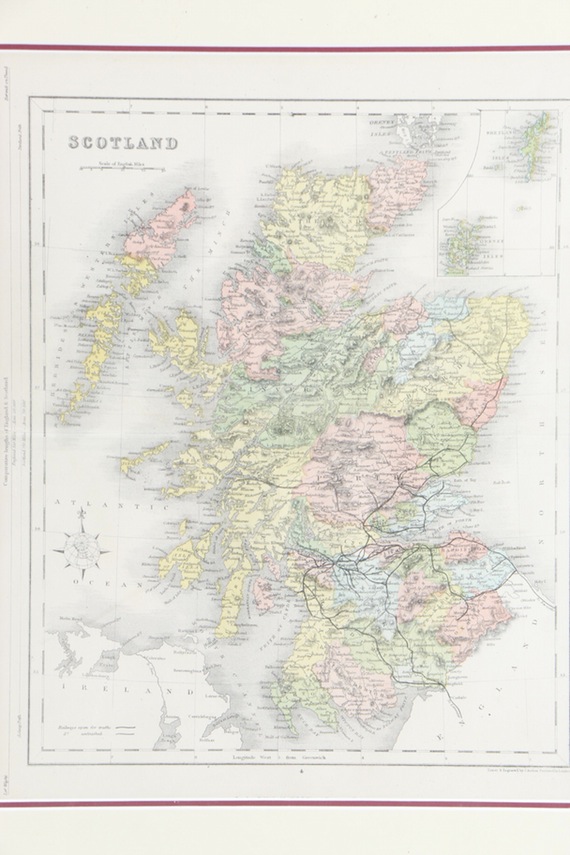 Framed Lithograph of a Map of Scotland