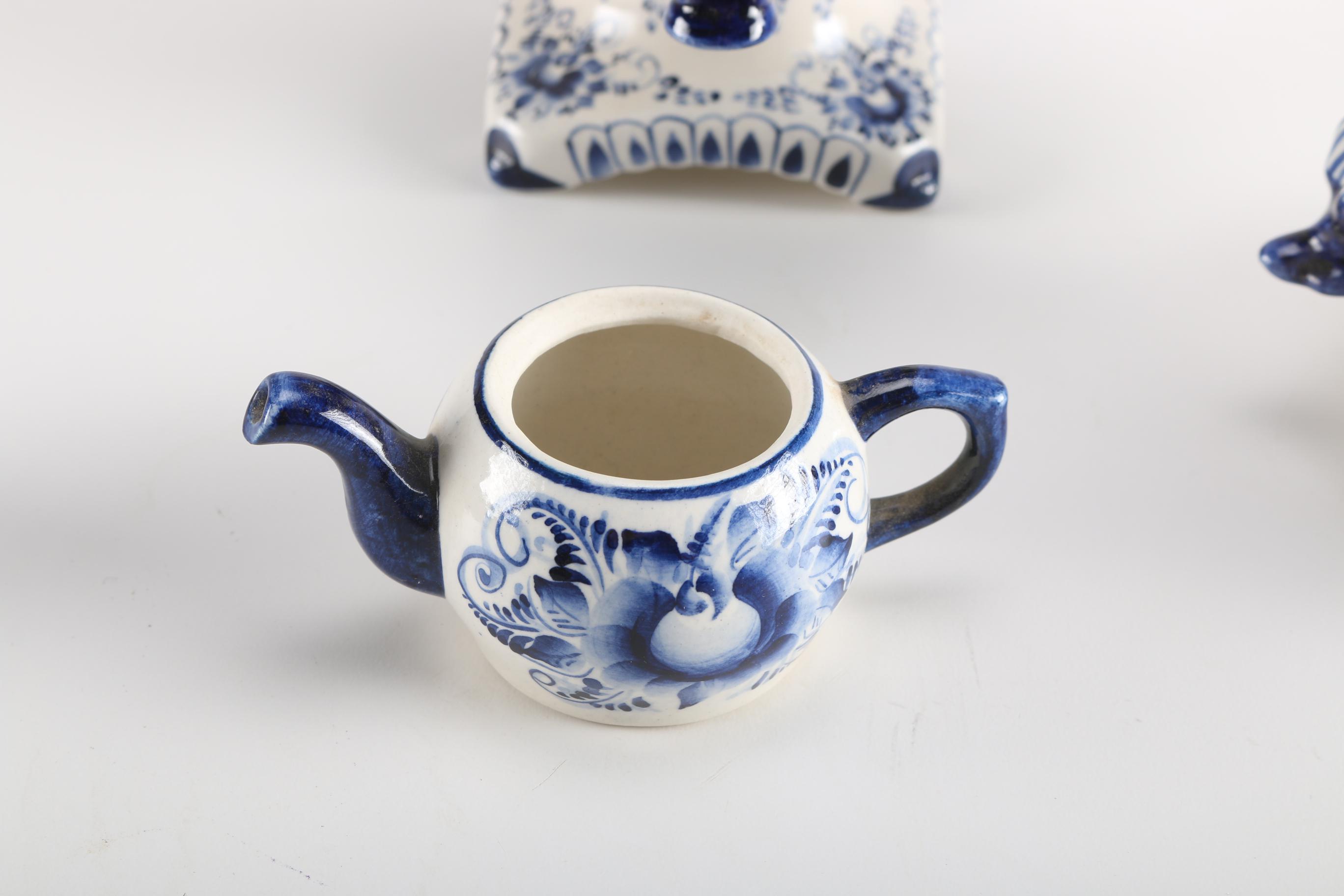 Russian Blue and White Porcelain Samovar Teapot
