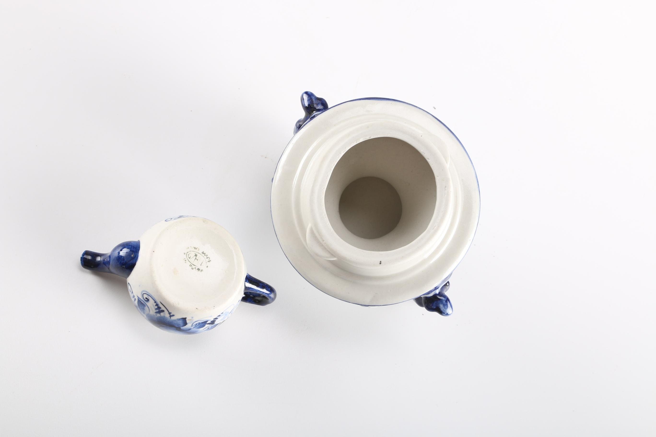 Russian Blue and White Porcelain Samovar Teapot