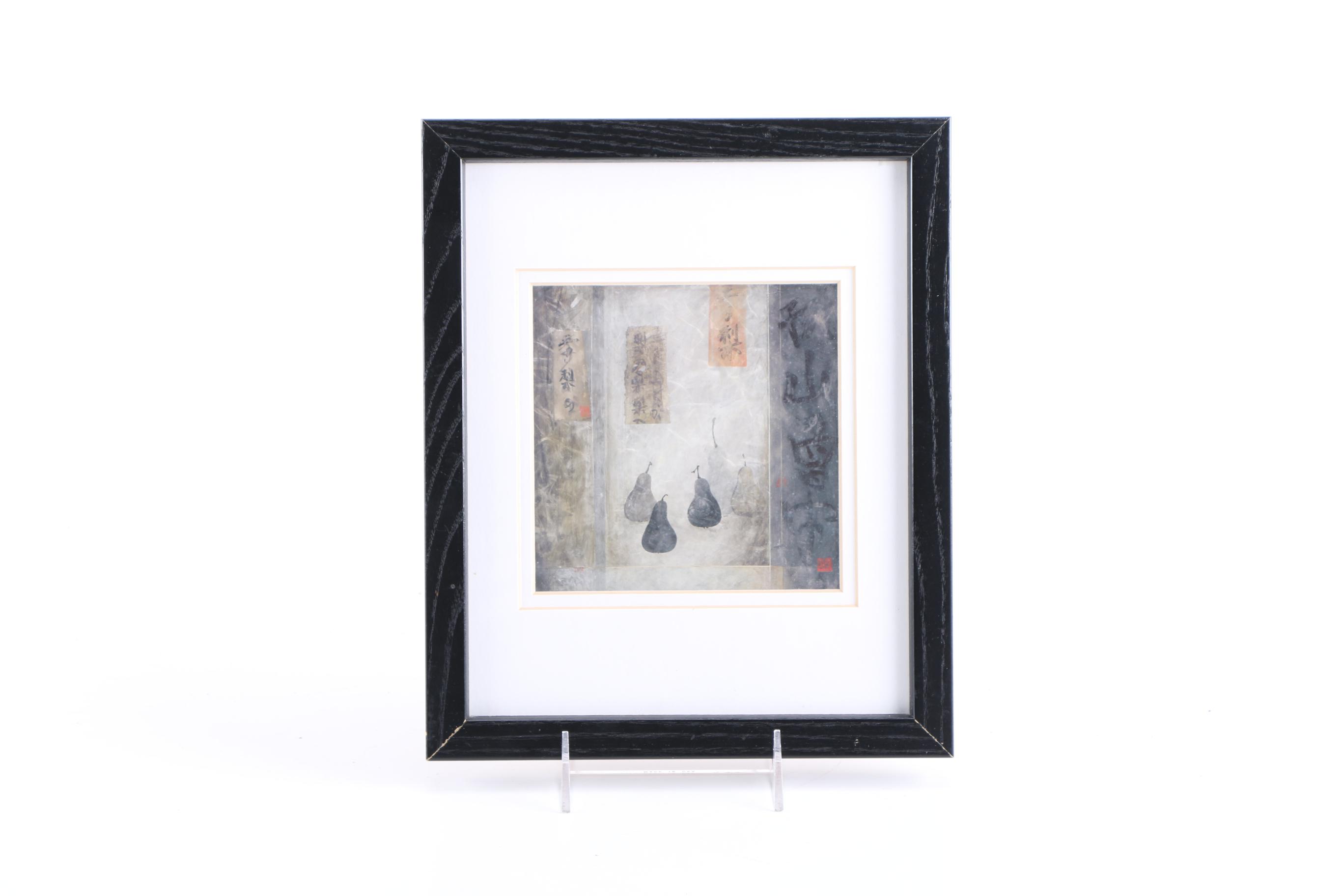 Asian Inspired Offset Lithographs of Fruit