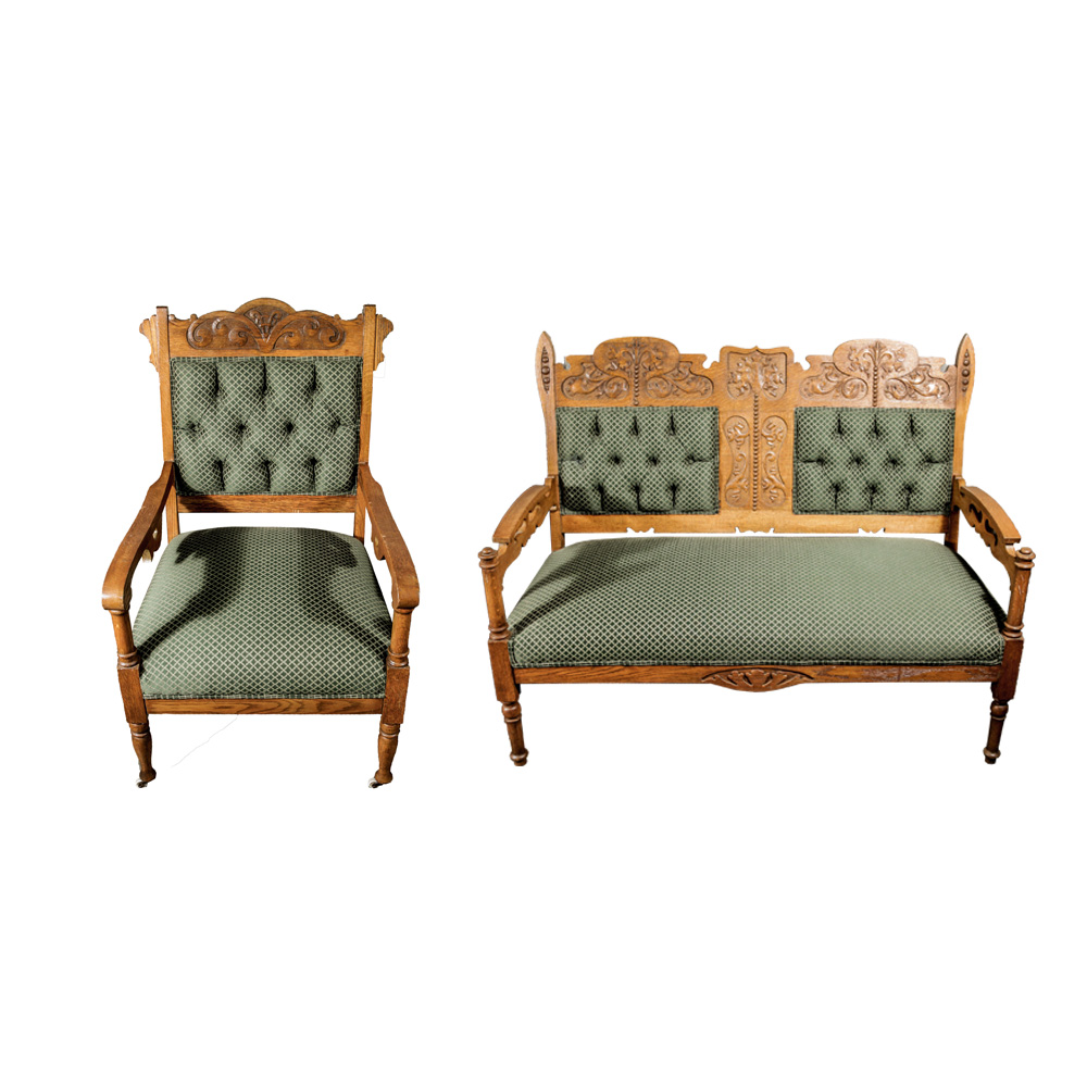 Victorian Style Settee and Chair