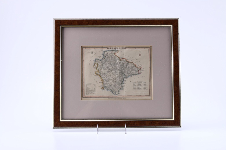 Hand-Colored Etching Map of Devonshire