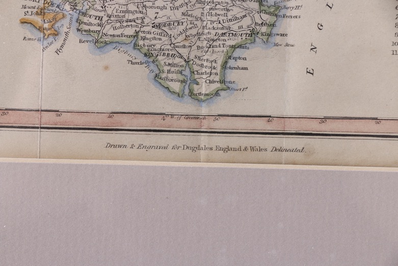 Hand-Colored Etching Map of Devonshire