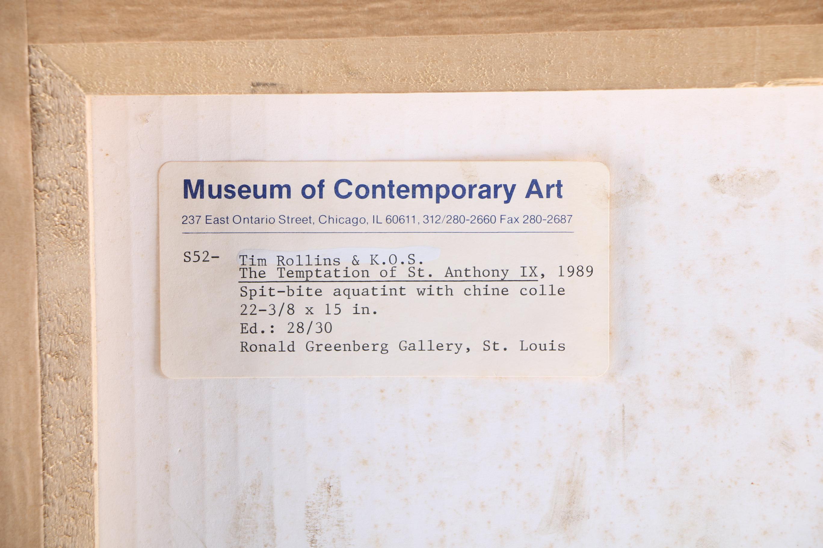 Tim Rollins + K.O.S. Limited Edition Aquatint "The Temptation of St. Anthony IX"