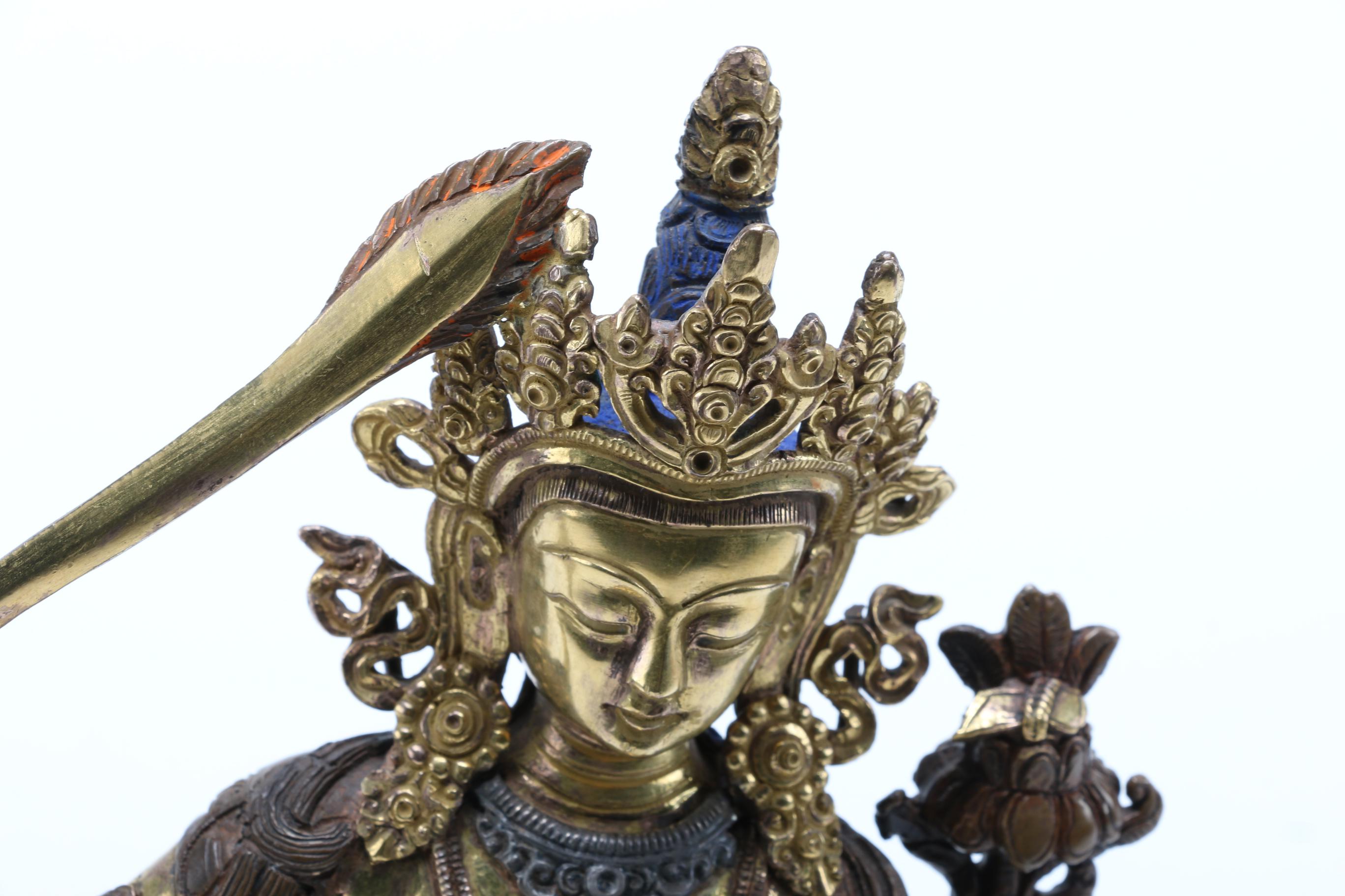 Metal Tibetan Manjushri Bodhisattva Buddhist Statue