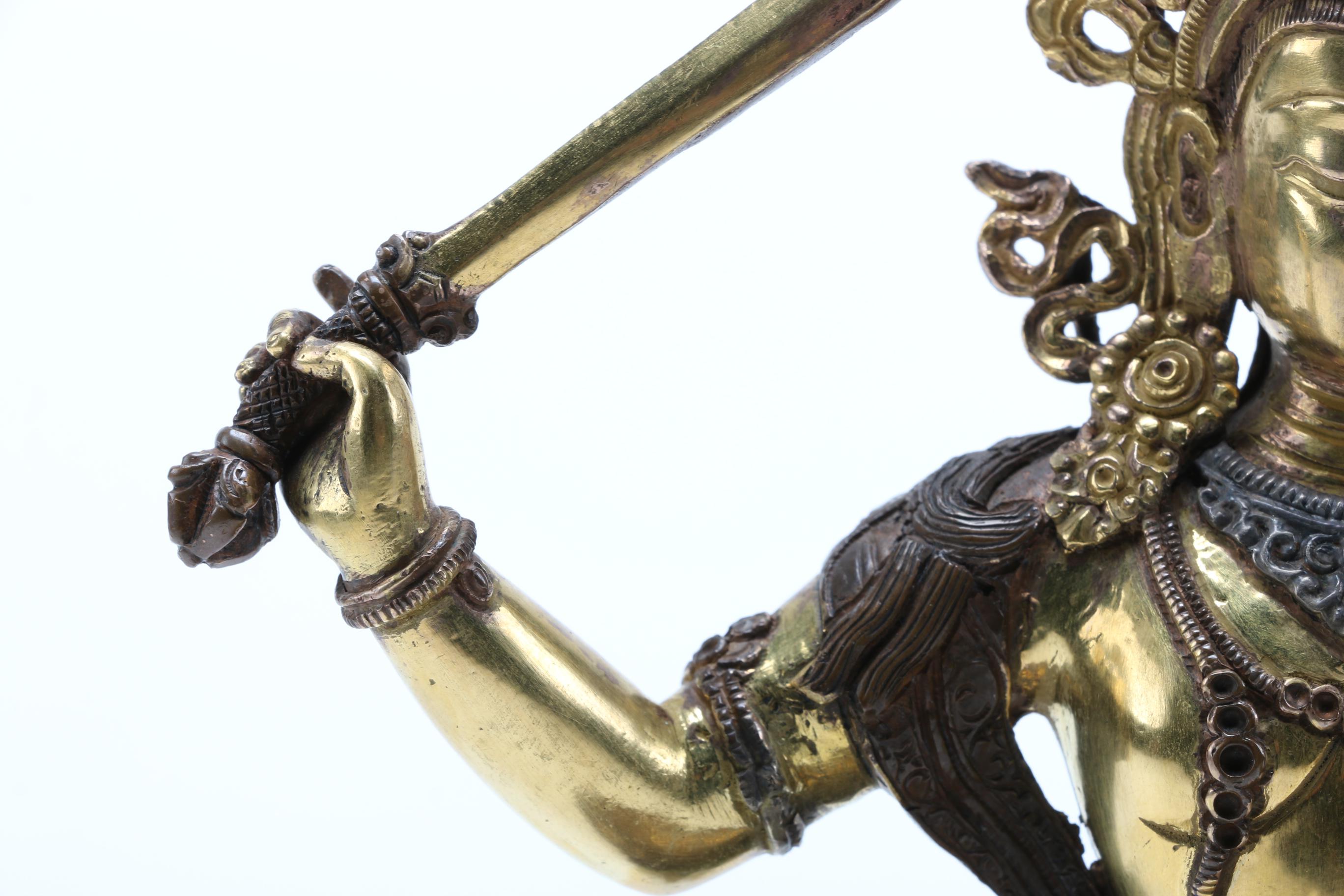 Metal Tibetan Manjushri Bodhisattva Buddhist Statue