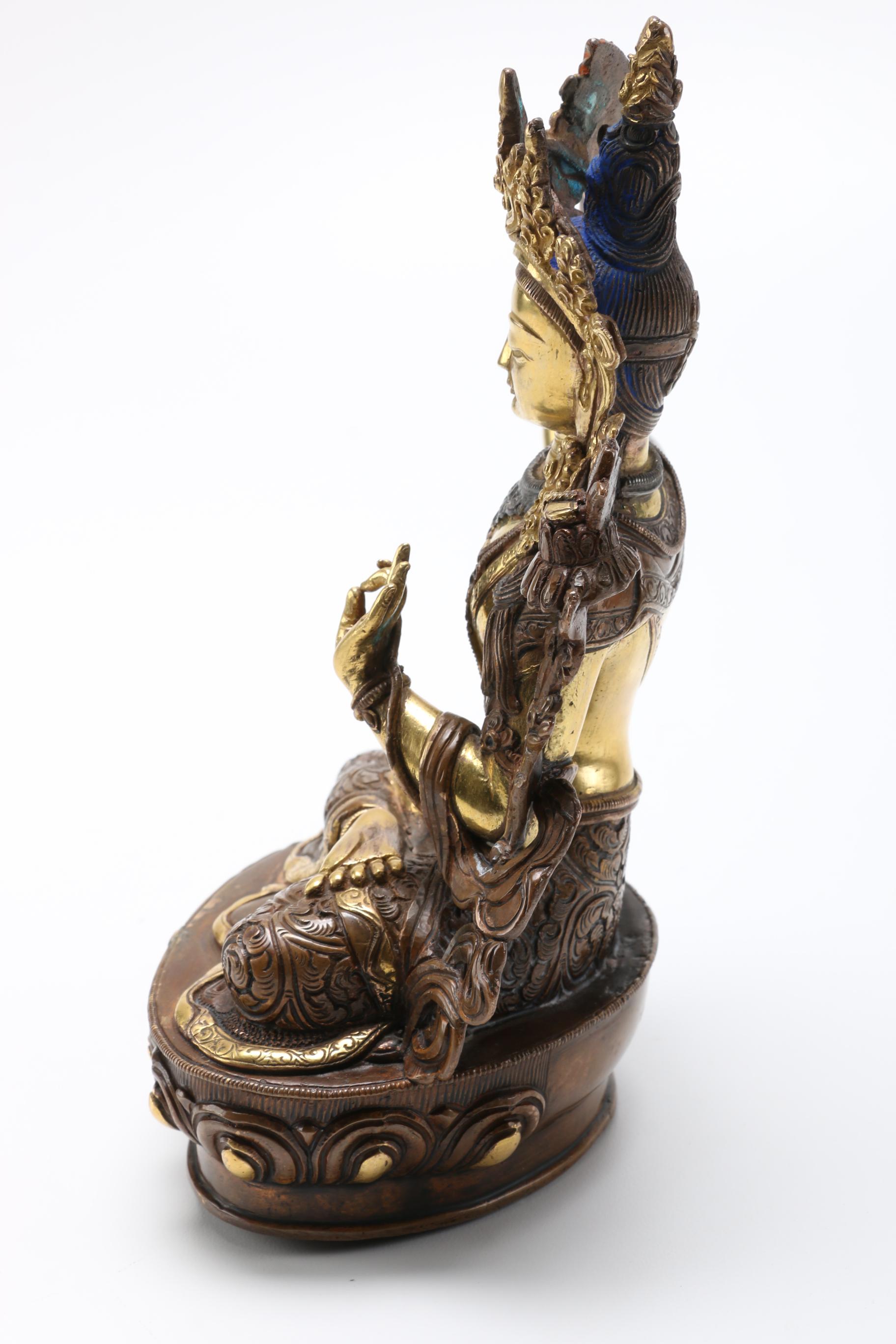 Metal Tibetan Manjushri Bodhisattva Buddhist Statue