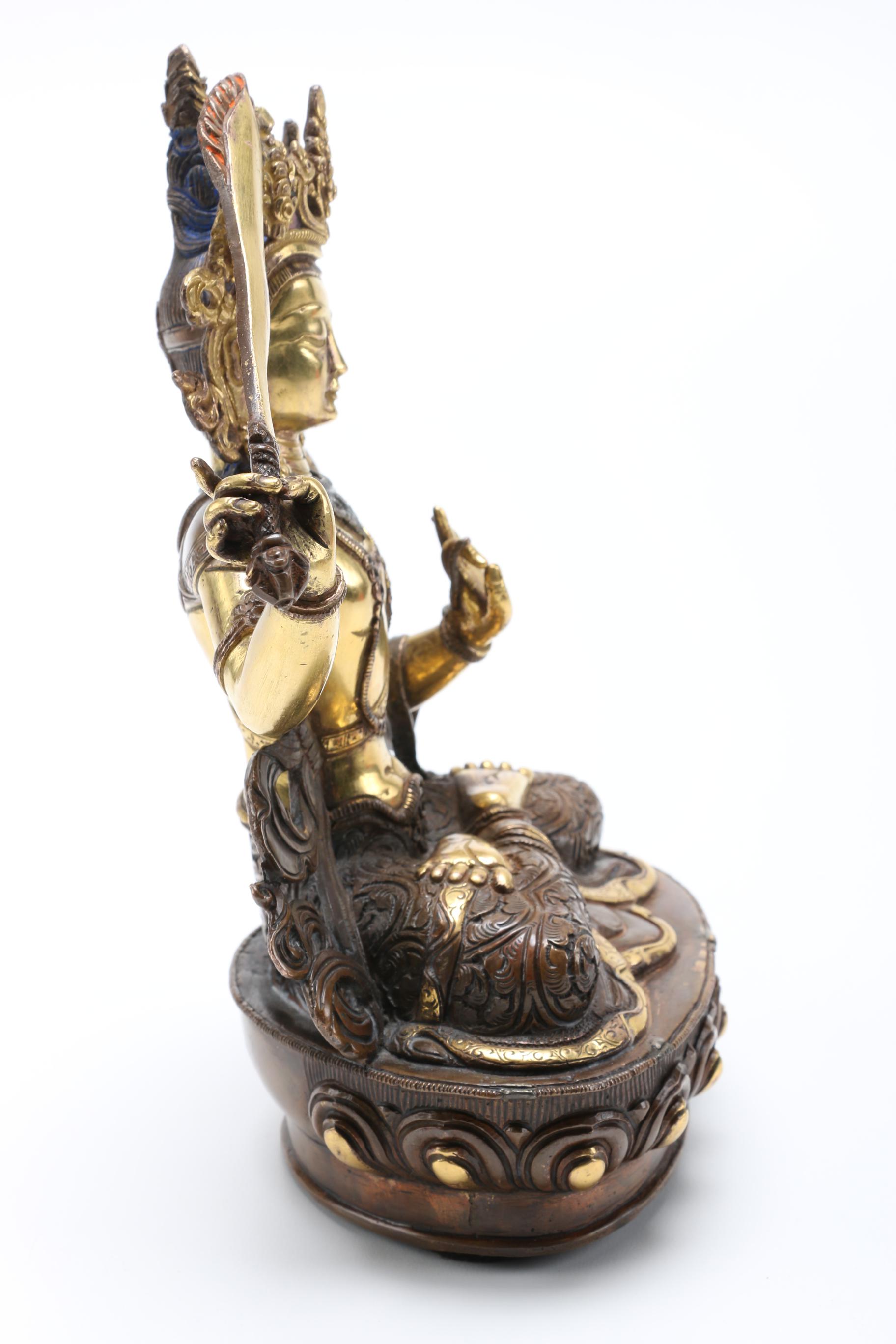 Metal Tibetan Manjushri Bodhisattva Buddhist Statue