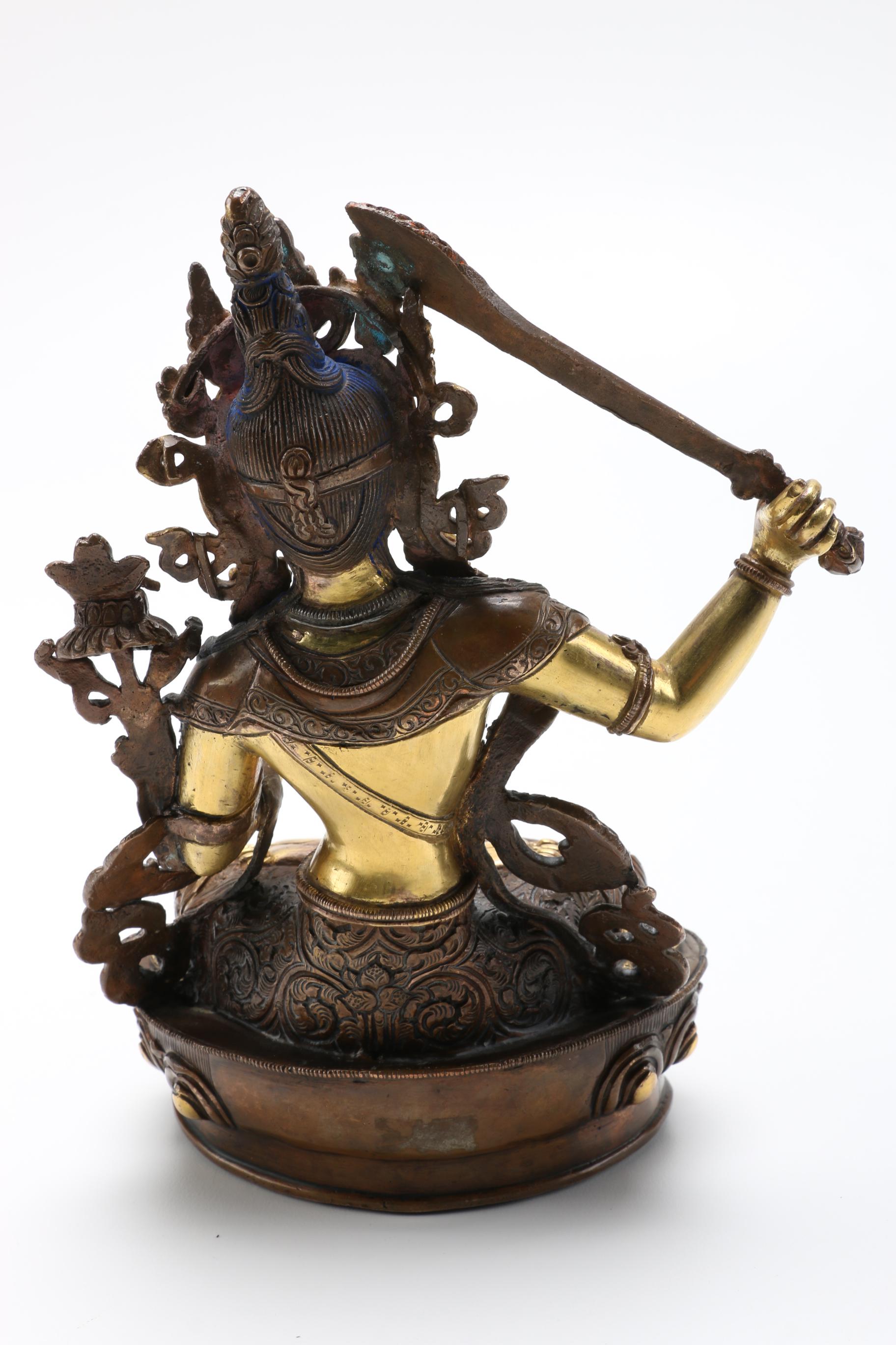Metal Tibetan Manjushri Bodhisattva Buddhist Statue
