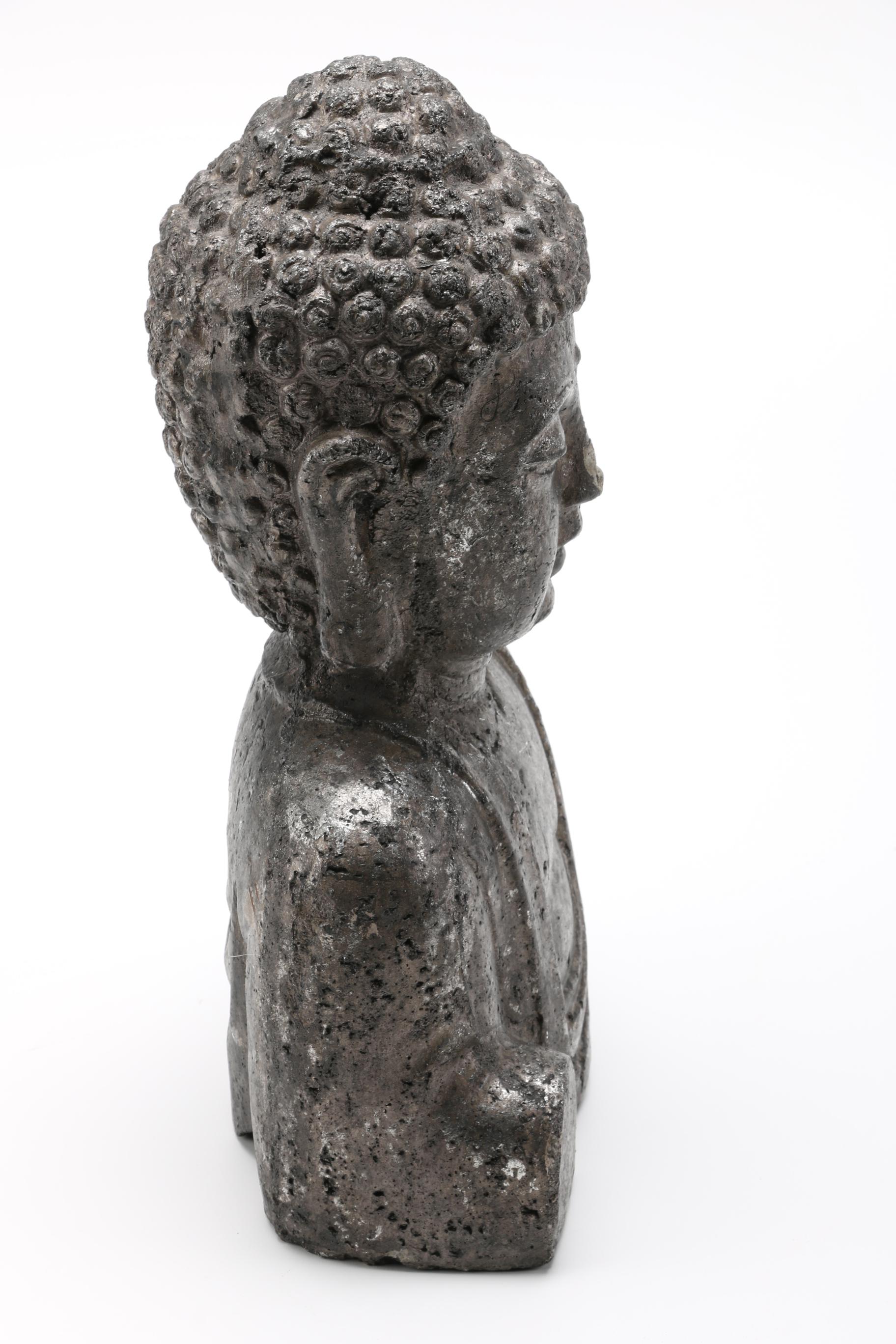 Cast Stone Buddha Bust