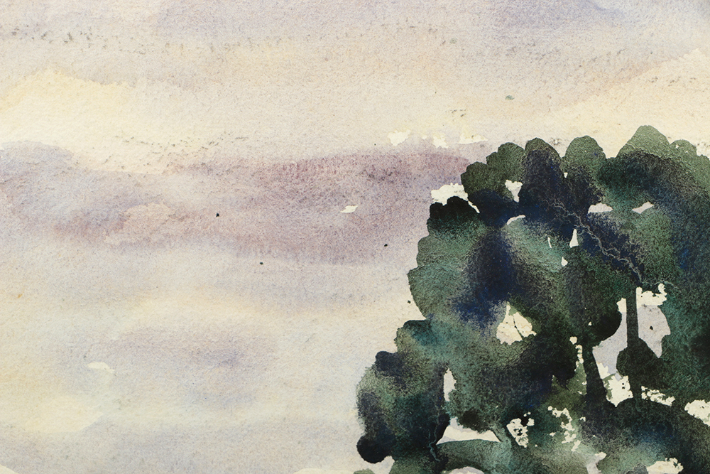 Carl Zimmerman Watercolor Painting on Paper of Rural Scene