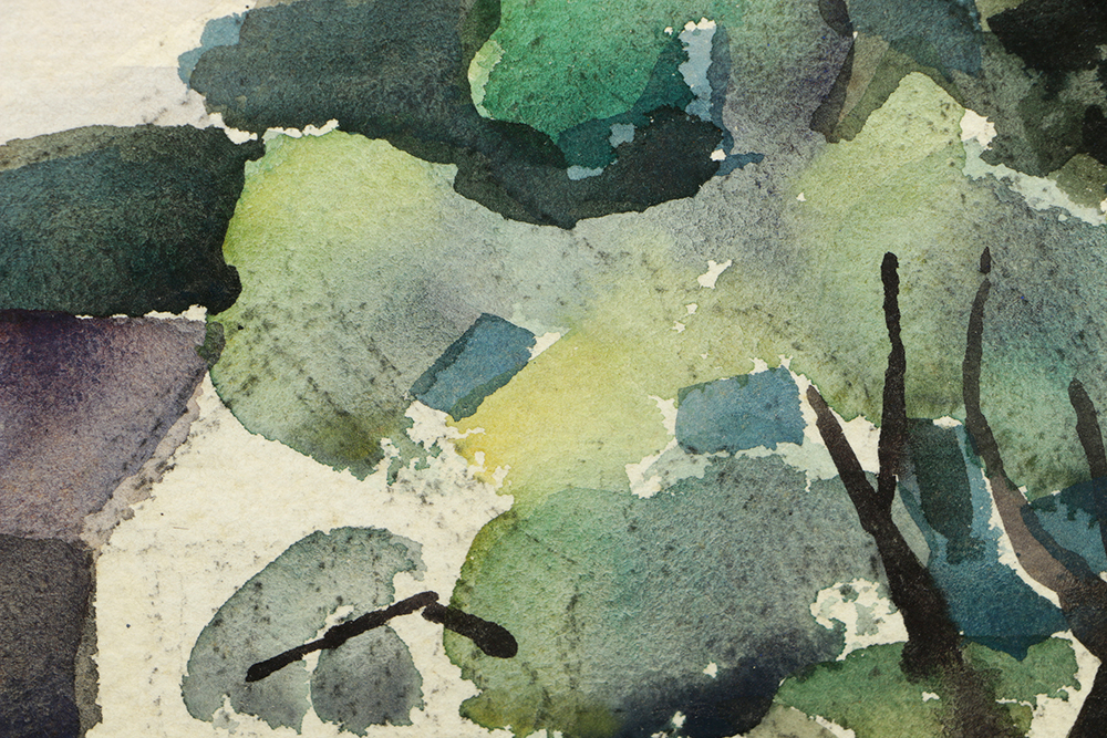 Carl Zimmerman Watercolor Painting on Paper of Rural Scene