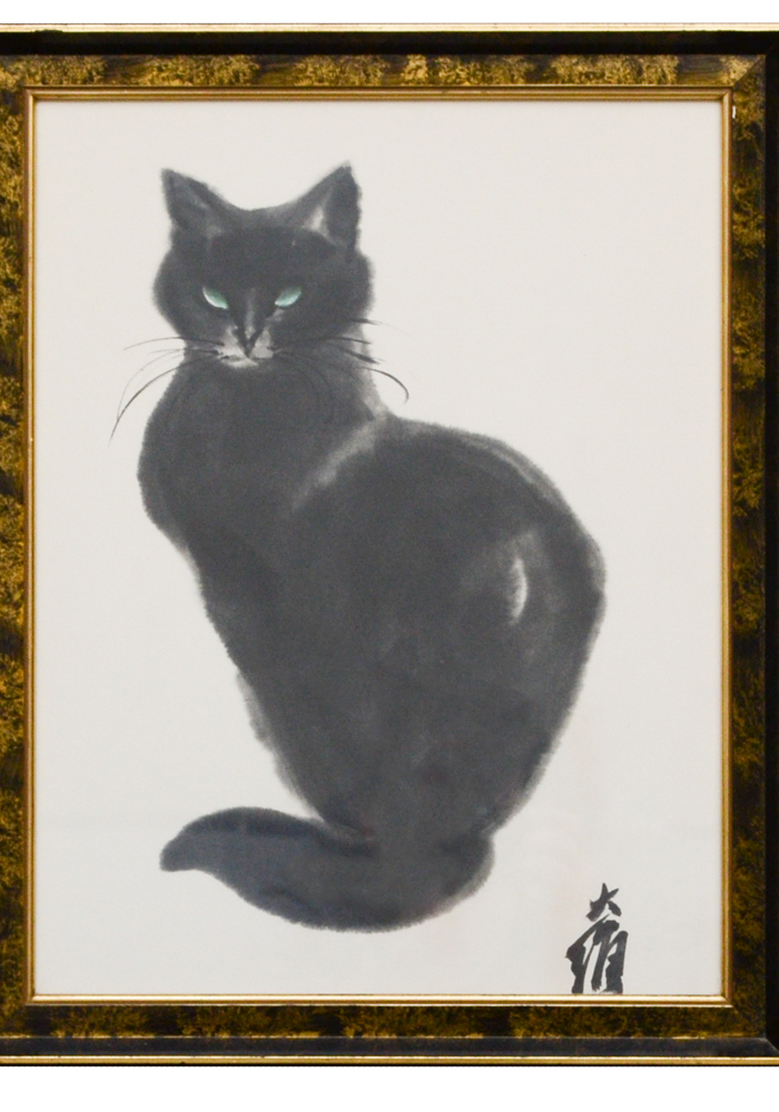 Da Wei Kwo Lithograph Titled "Tess" Depicting a Black Cat