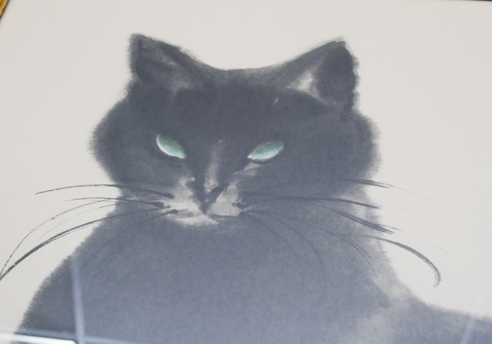 Da Wei Kwo Lithograph Titled "Tess" Depicting a Black Cat