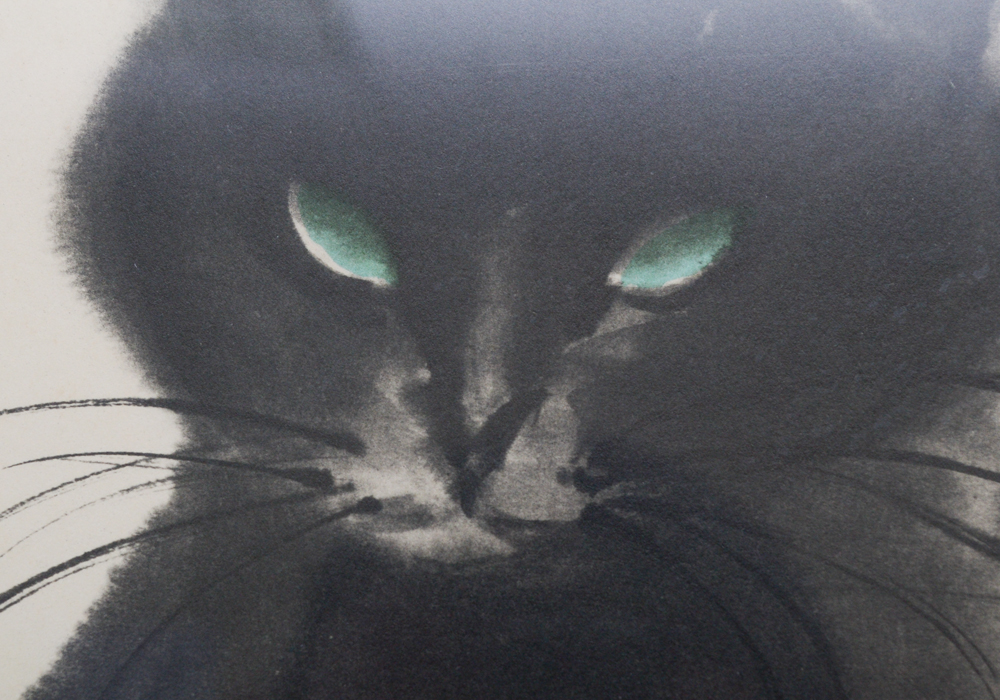 Da Wei Kwo Lithograph Titled "Tess" Depicting a Black Cat