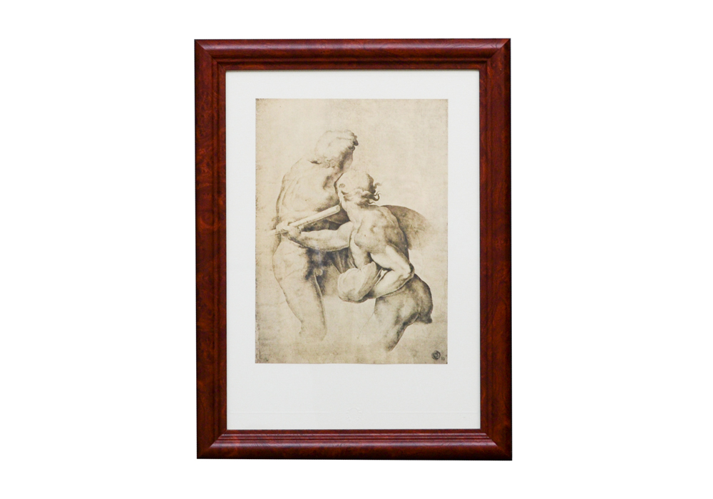 After Michelangelo Giclee of Drawing Depicting Two Nude Males in Battle