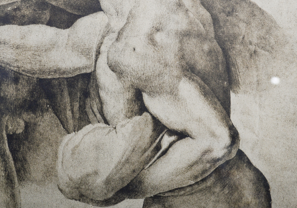 After Michelangelo Giclee of Drawing Depicting Two Nude Males in Battle