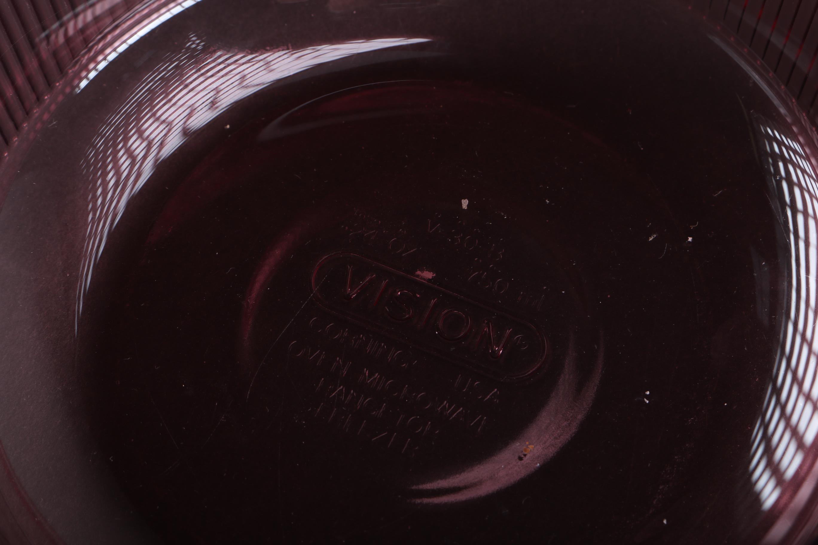 Burgundy Pyrex "Vision" Corning Glassware