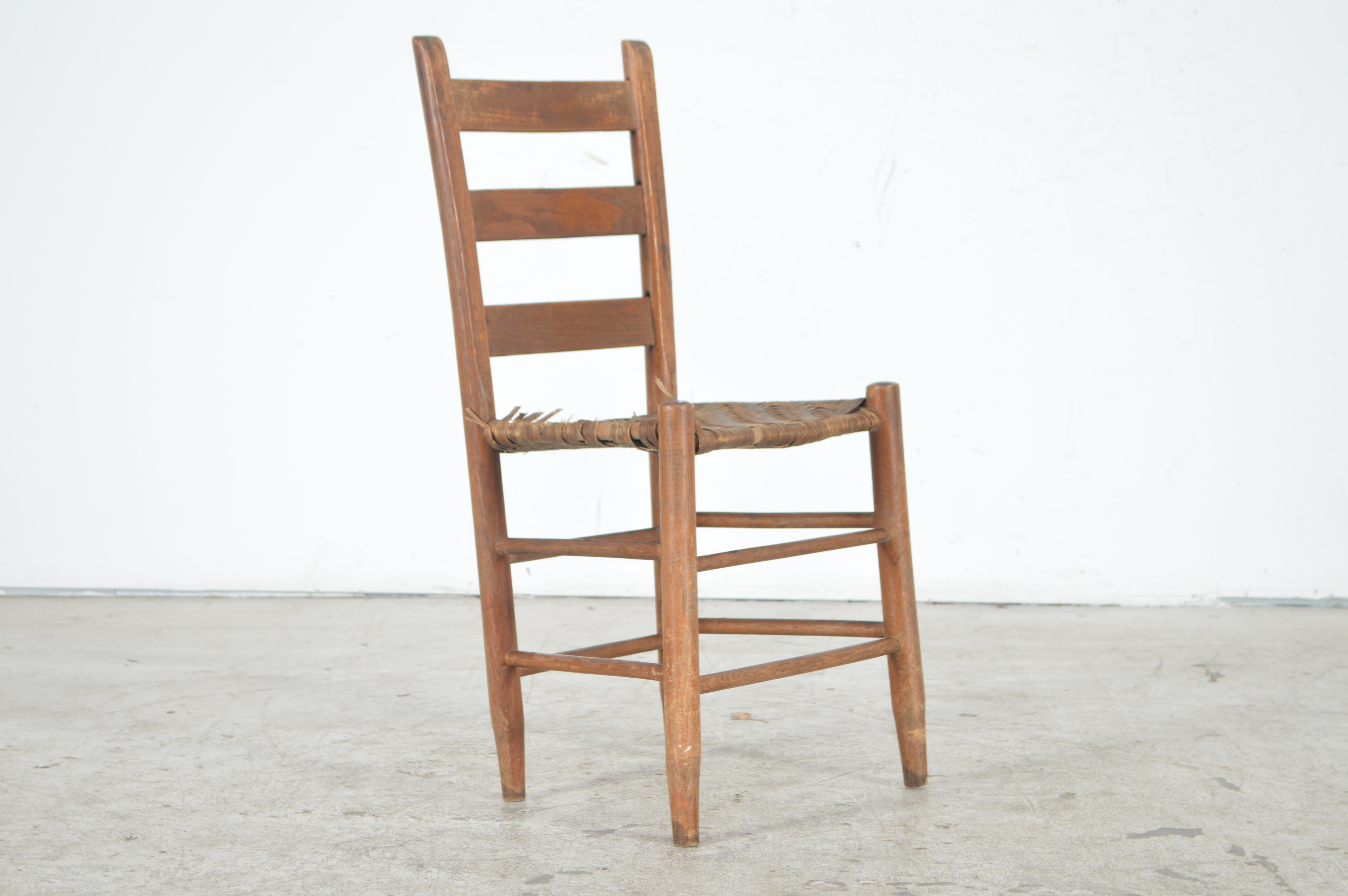 Antique Ladder Back Chairs with Cane Woven Seats