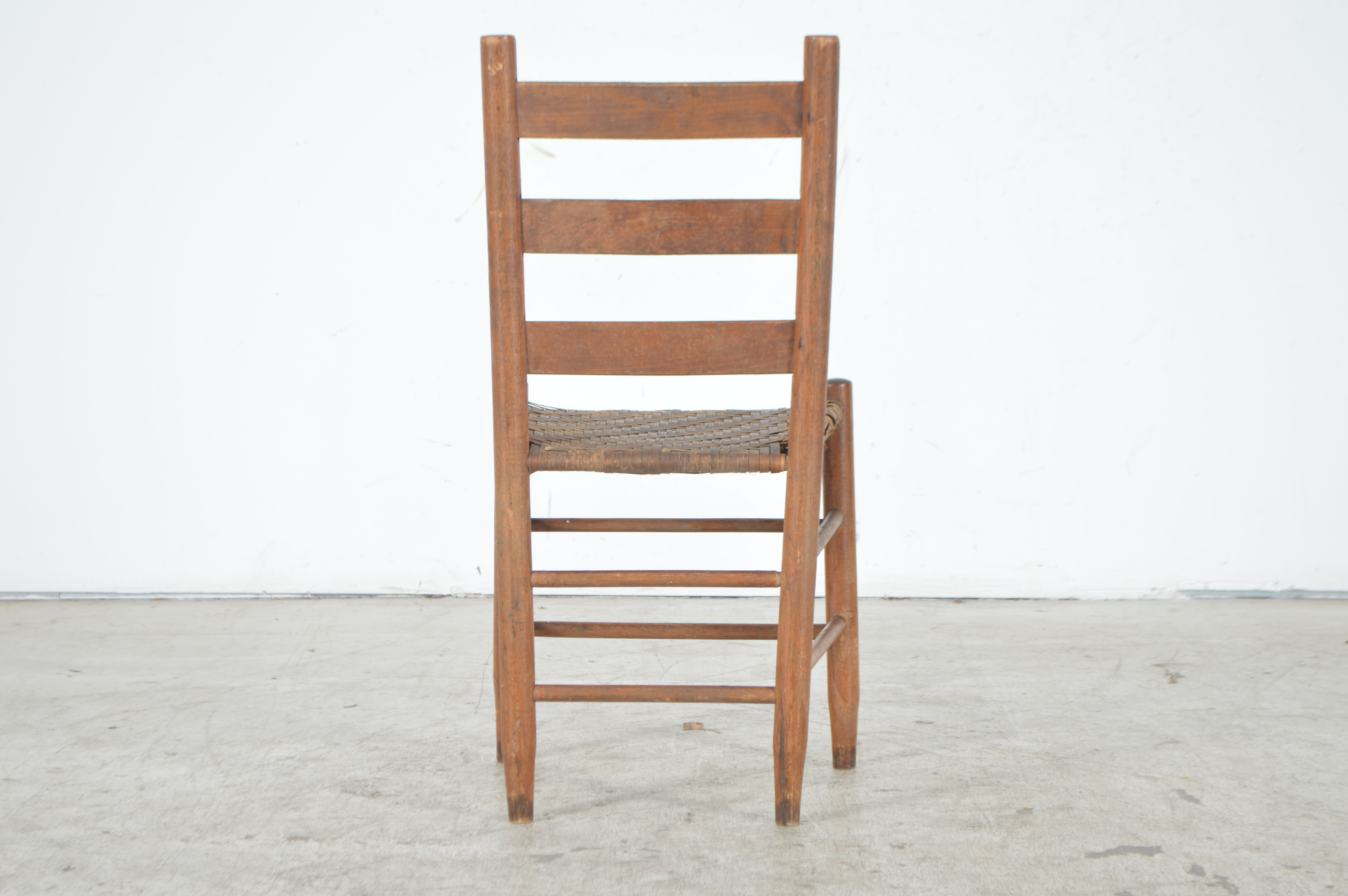 Antique Ladder Back Chairs with Cane Woven Seats