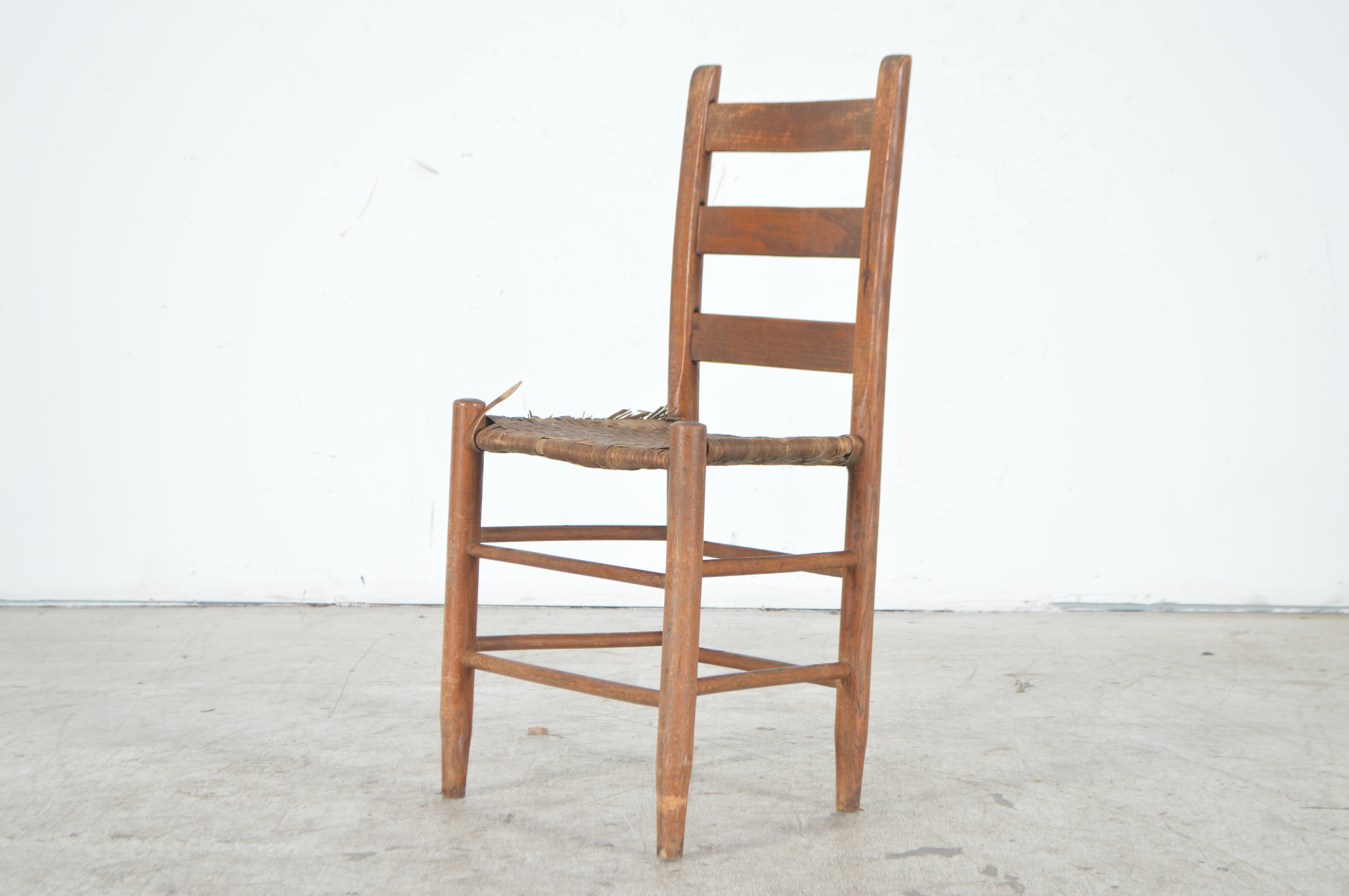 Antique Ladder Back Chairs with Cane Woven Seats