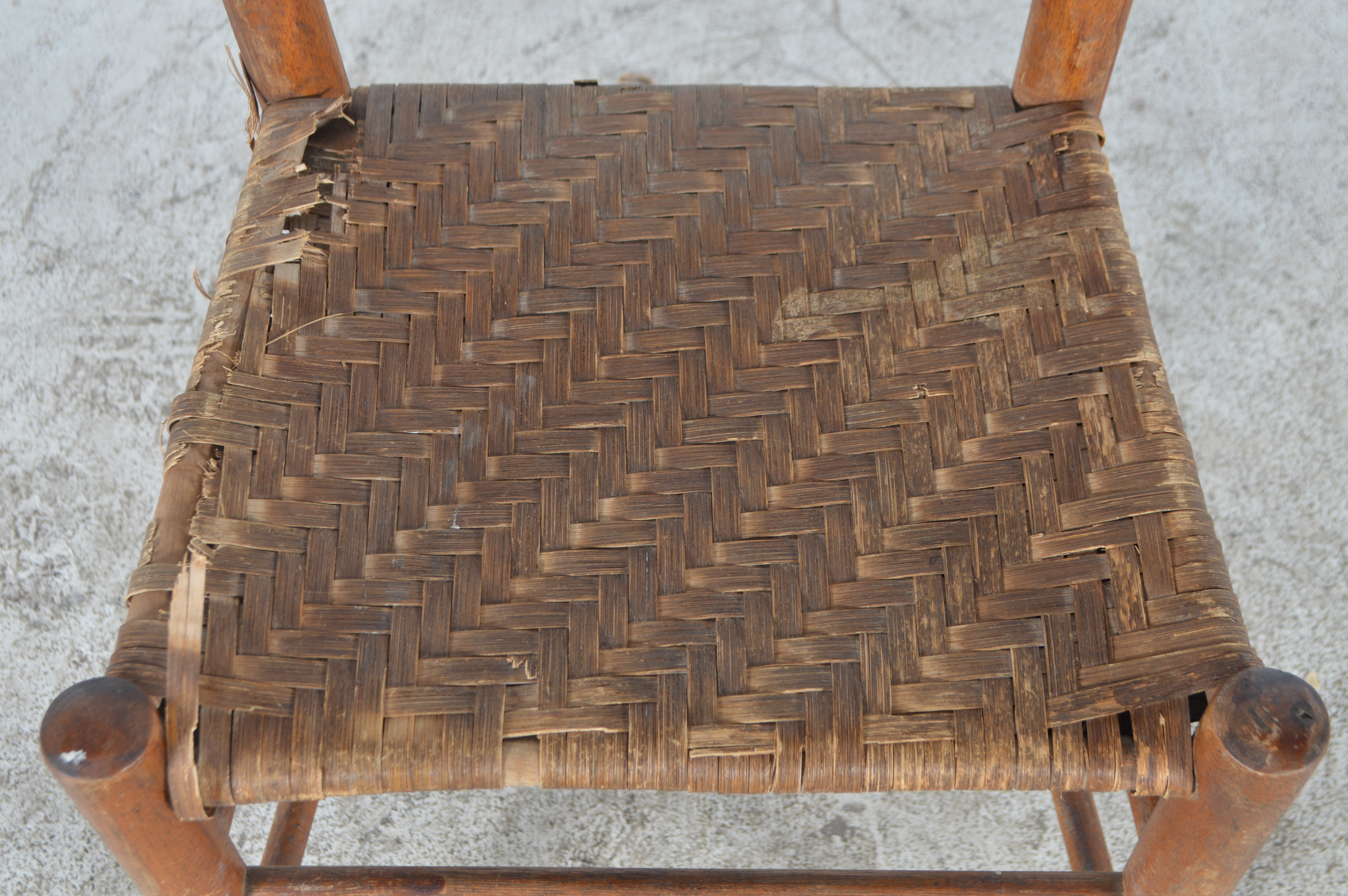 Antique Ladder Back Chairs with Cane Woven Seats