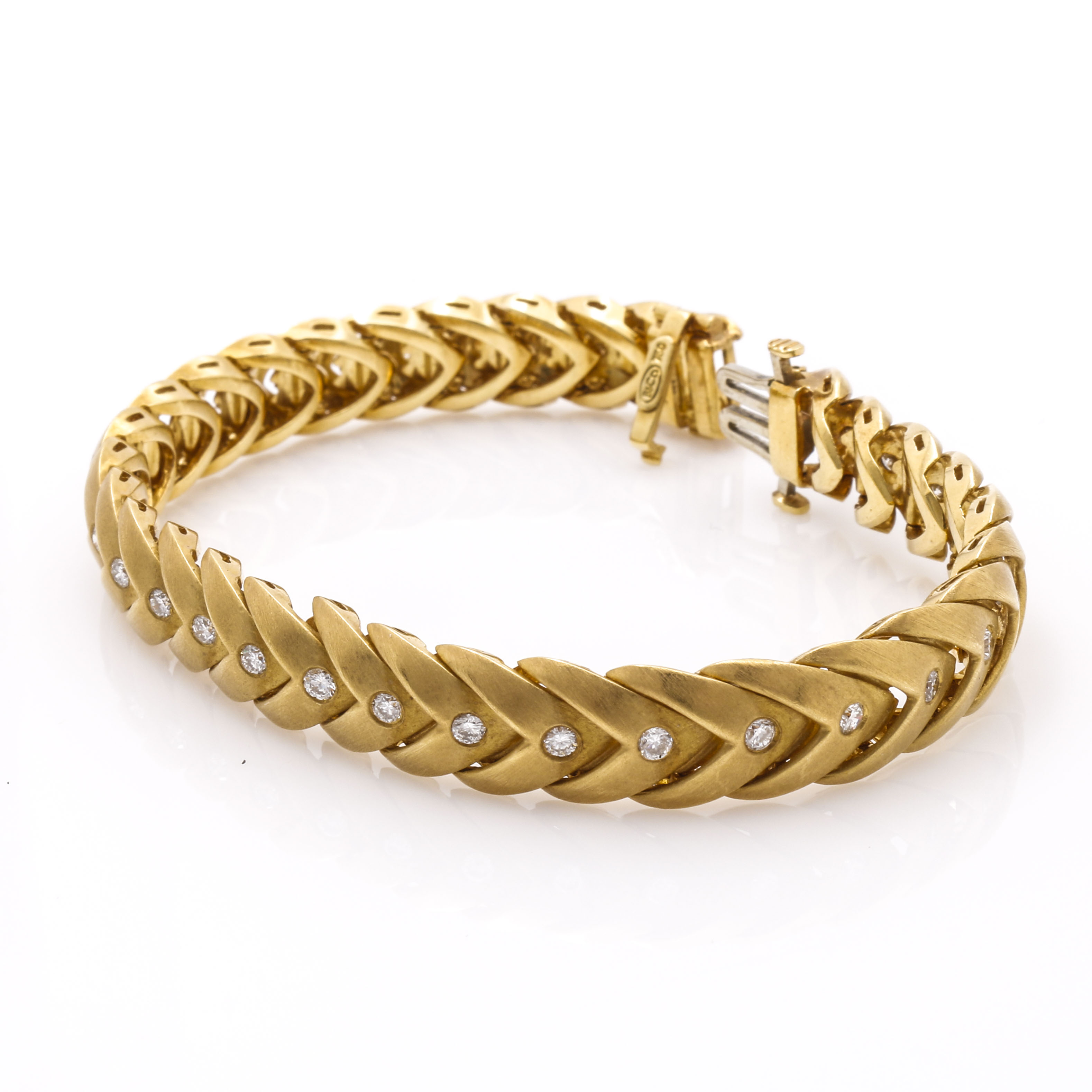 18K Yellow Gold Diamond Fancy Link Bracelet