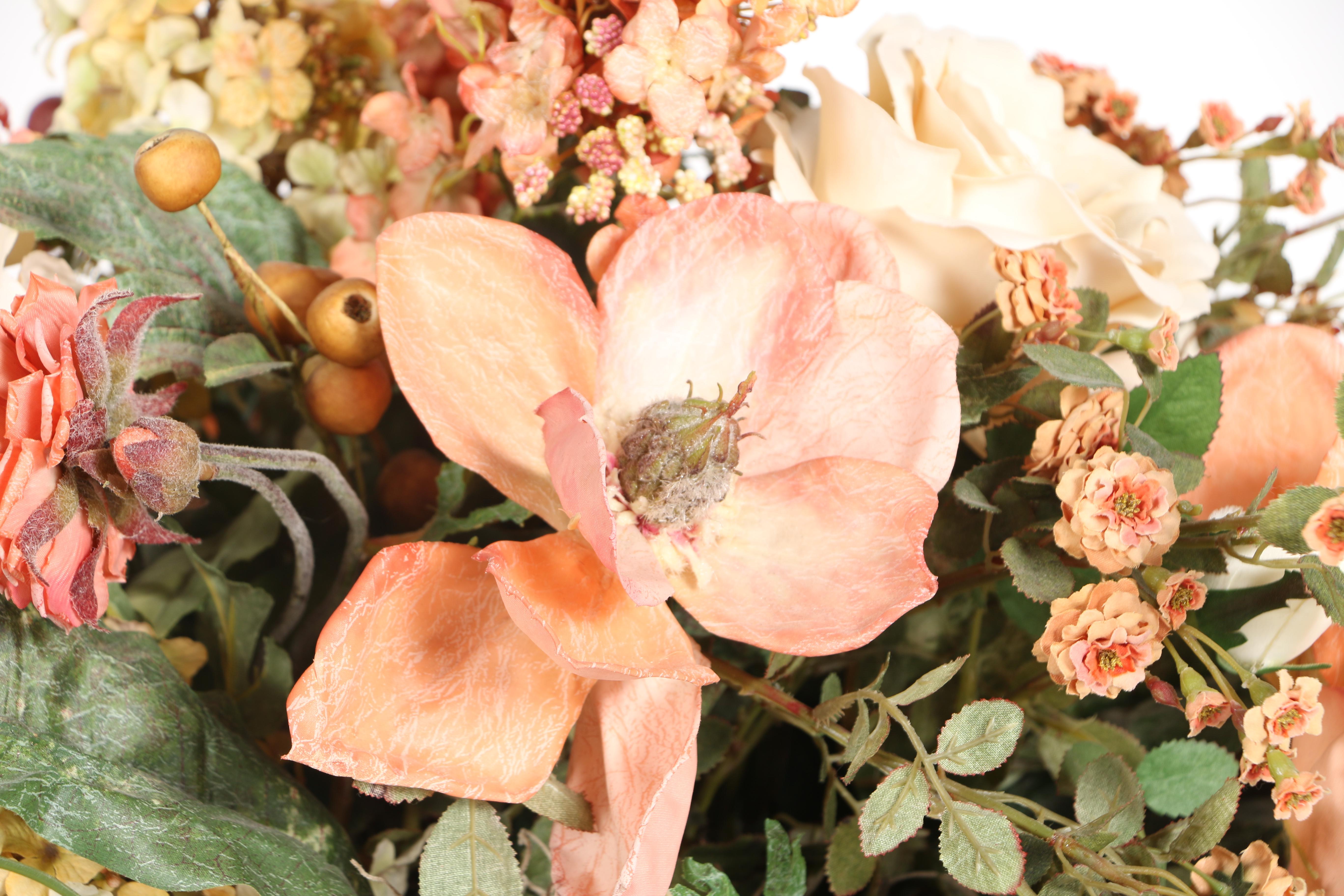 Pair of Floral Centerpieces Featuring Candle Holders