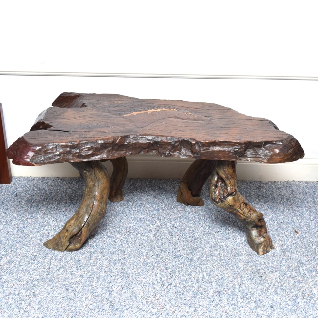 Equine Themed Live Edge Slab Coffee Table
