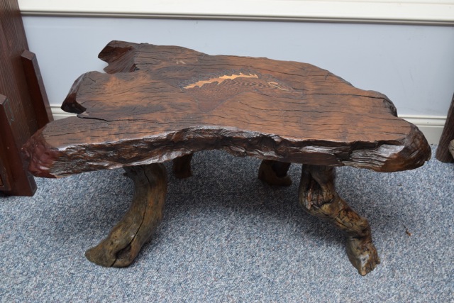 Equine Themed Live Edge Slab Coffee Table