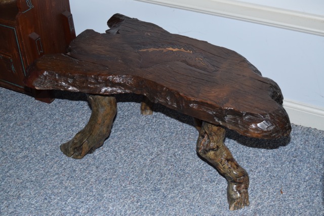 Equine Themed Live Edge Slab Coffee Table