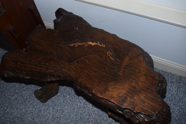 Equine Themed Live Edge Slab Coffee Table