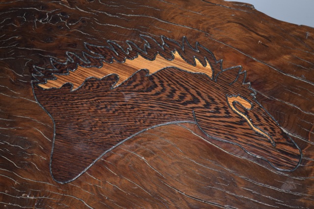 Equine Themed Live Edge Slab Coffee Table