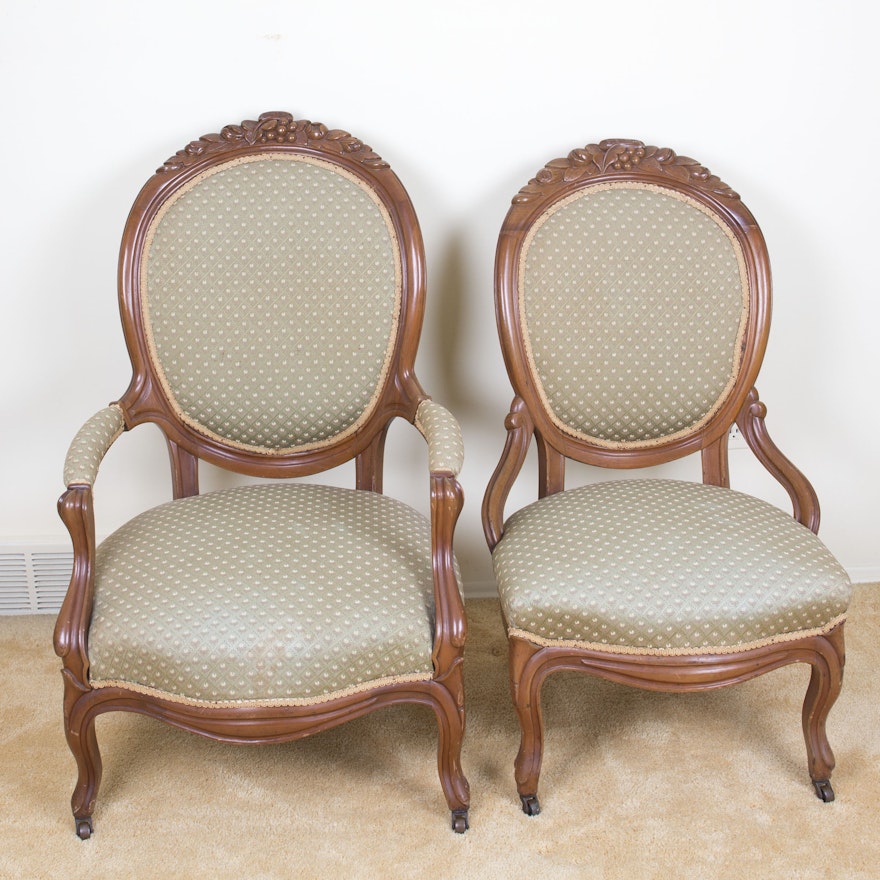Pair of Victorian-Style Balloon Back Chairs