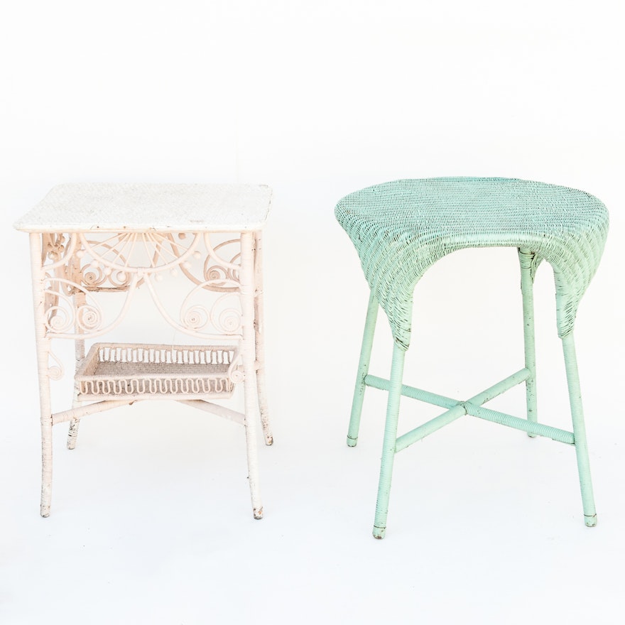 Vintage Wicker Side Tables