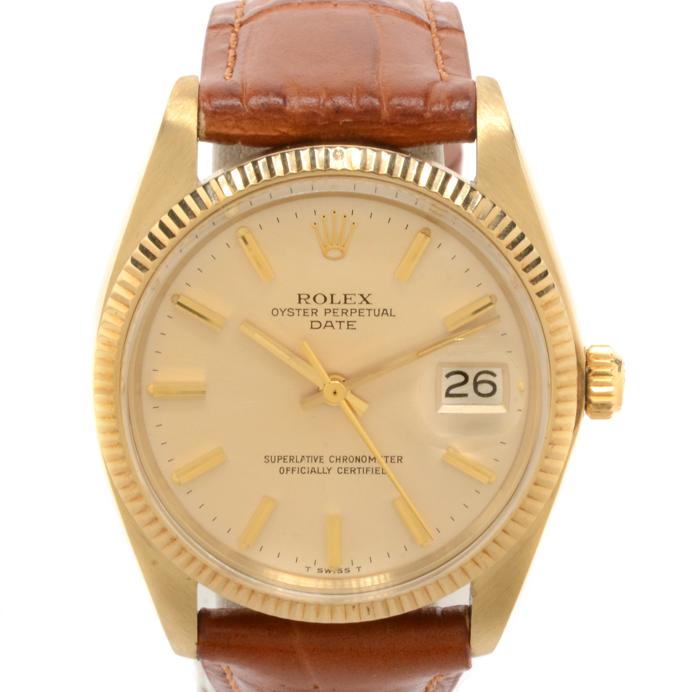 Men's Rolex Perpetual Date Solid 14K Yellow Gold 34 mm Automatic
