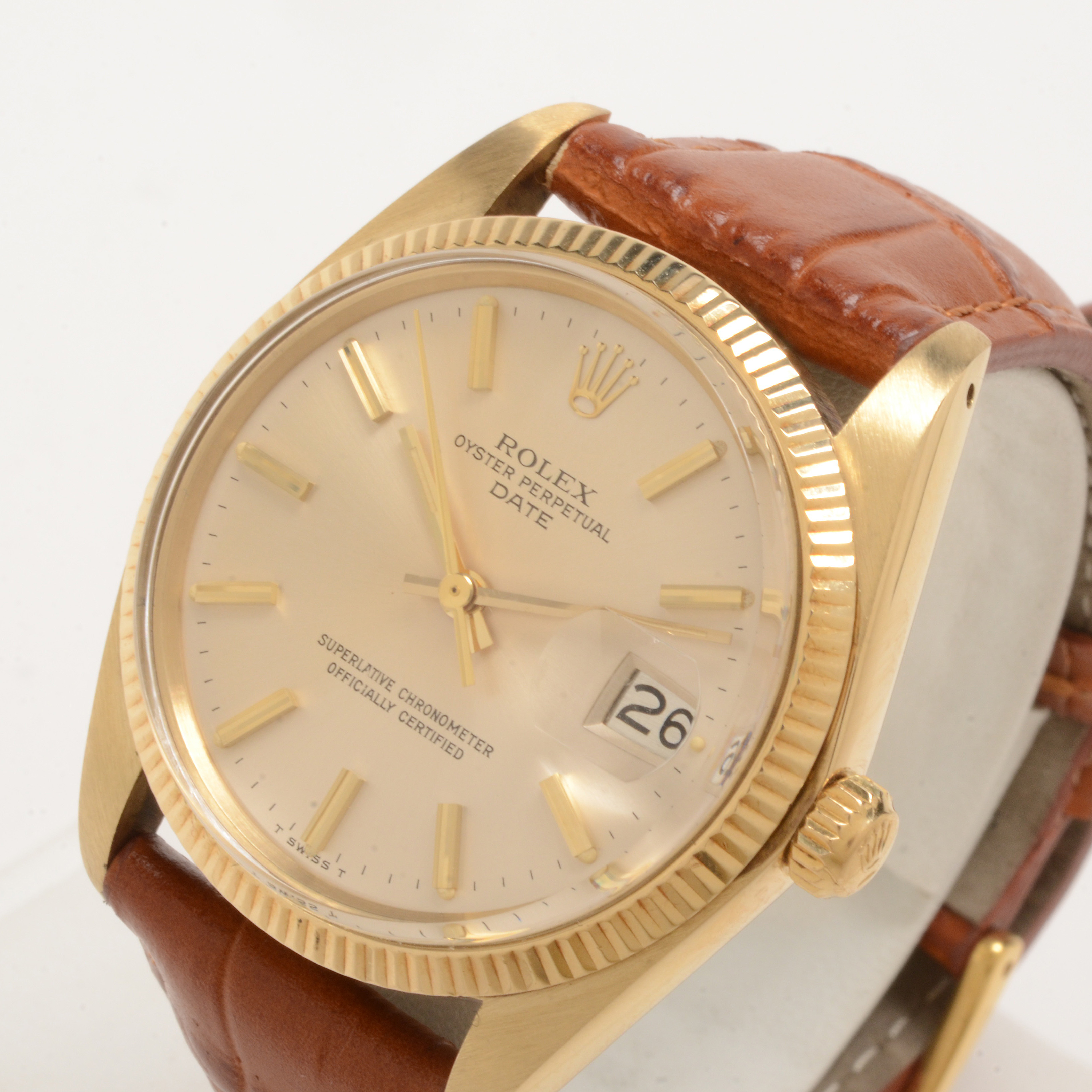 Men's Rolex Perpetual Date Solid 14K Yellow Gold 34 mm Automatic