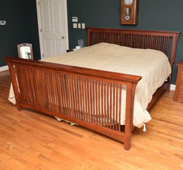 Mission Style Oak King Sized Bed Frame