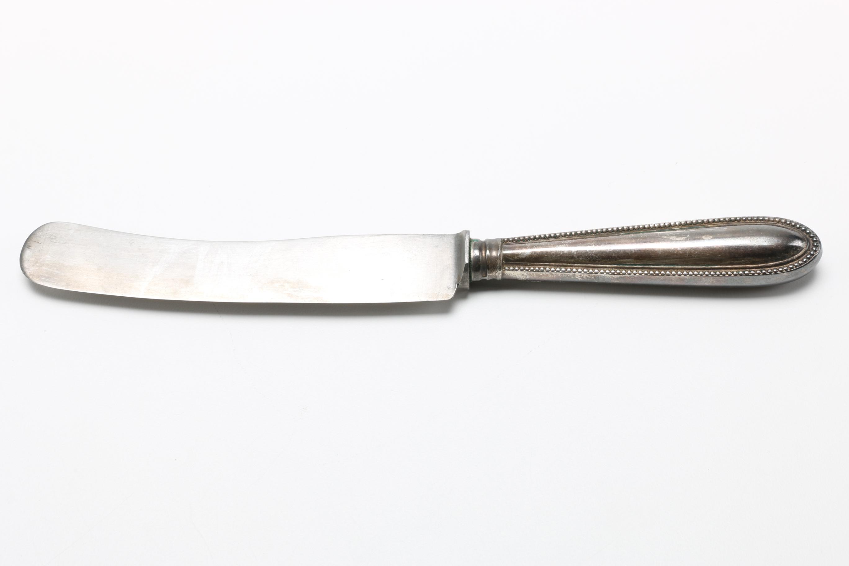 Sterling and Antler Carving Fork with Silver Plate Knife